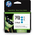 HP 712 3-Pack 29-ml Cyan DesignJet Encre Cartouche