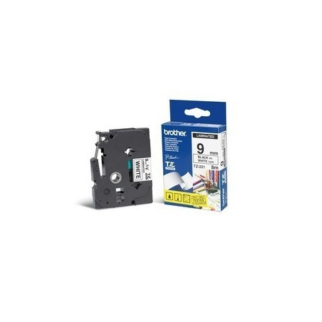 Ruban Étiquette Brother P-touch 9mm - Noir Sur Blanc, TZE221, Pour Étiqueteuse
