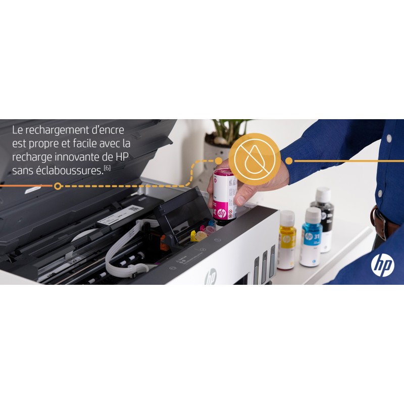 Imprimante à Réservoir HP Smart Tank 615 - Jet D'encre, A4, 4800x1200 DPI, WiFi, Jusqu'à 8000 Pages Couleur - Avec Fonction Scan, Copie, Fax